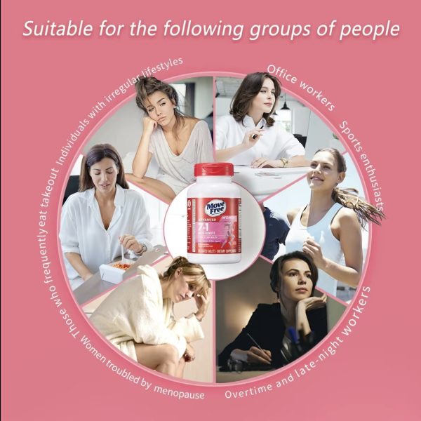 Move Free Women's Vitapack Program Move Free 7-in-1 for women (red bottle) is a specialized joint health supplement designed to meet the unique nutritional needs of women. It combines seven powerful ingredients to support joint, bone, and overall health: - 图片 5