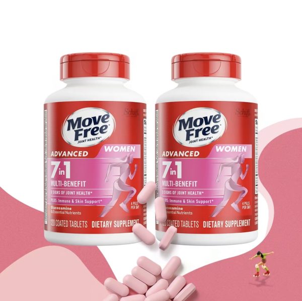 Move Free Women's Vitapack Program Move Free 7-in-1 for women (red bottle) is a specialized joint health supplement designed to meet the unique nutritional needs of women. It combines seven powerful ingredients to support joint, bone, and overall health: - 图片 2